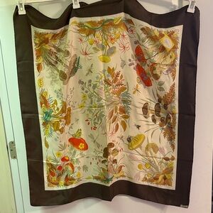 Gucci Vintage "Funghi" (Mushrooms) Silk Scarf.